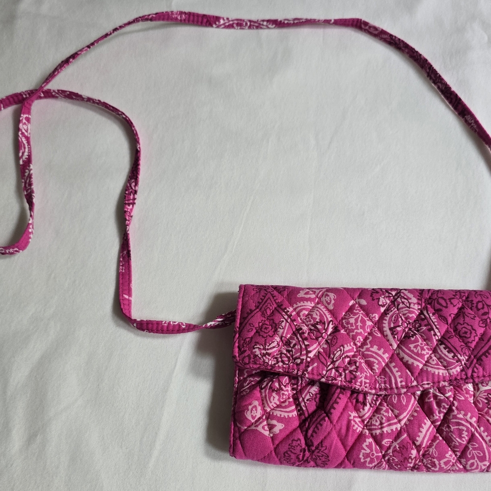 Vera Bradley Pink Quilted Crossbody Bag with Chain Detail